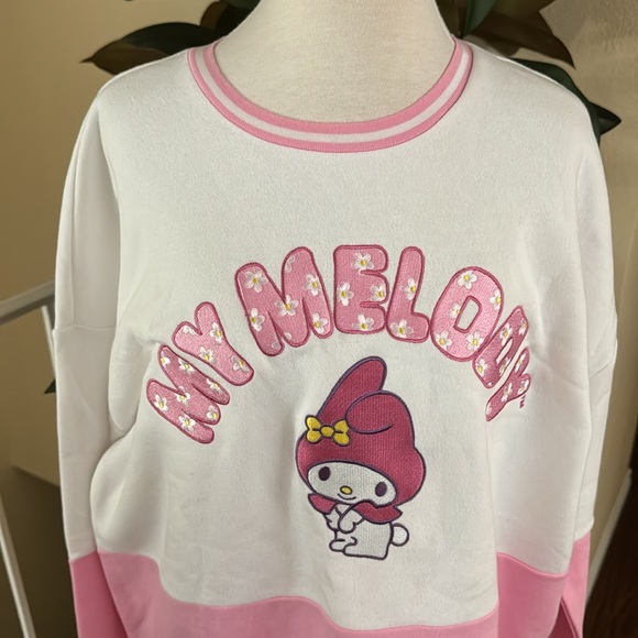 Sanrio My Melody Embroidered Panel Crewneck Sweater Boxlunch Exclusive L - Picture 4 of 12